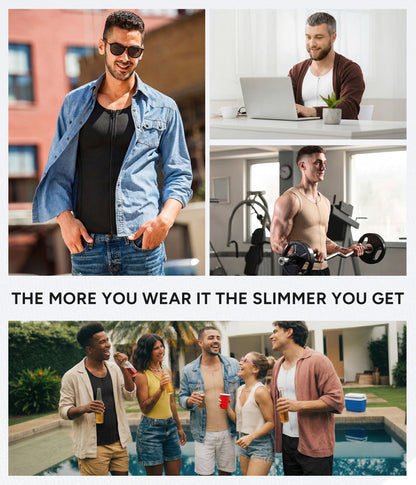 Nebility Mens Shapewear Fajas para Hombres Compression Shirt Men Body Shaper Tank Top Compression Undershirt Vest Sleeveless, Black - L