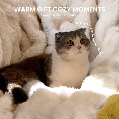 Electric Heated Blanket for Girls & Women, Soft & Luxurious,Faux Fur Heating Throw Blankets, 6 Heat Settings, Overheat Protection, Quick Heating, Memory Function, Giftable, 50"x60",Off White