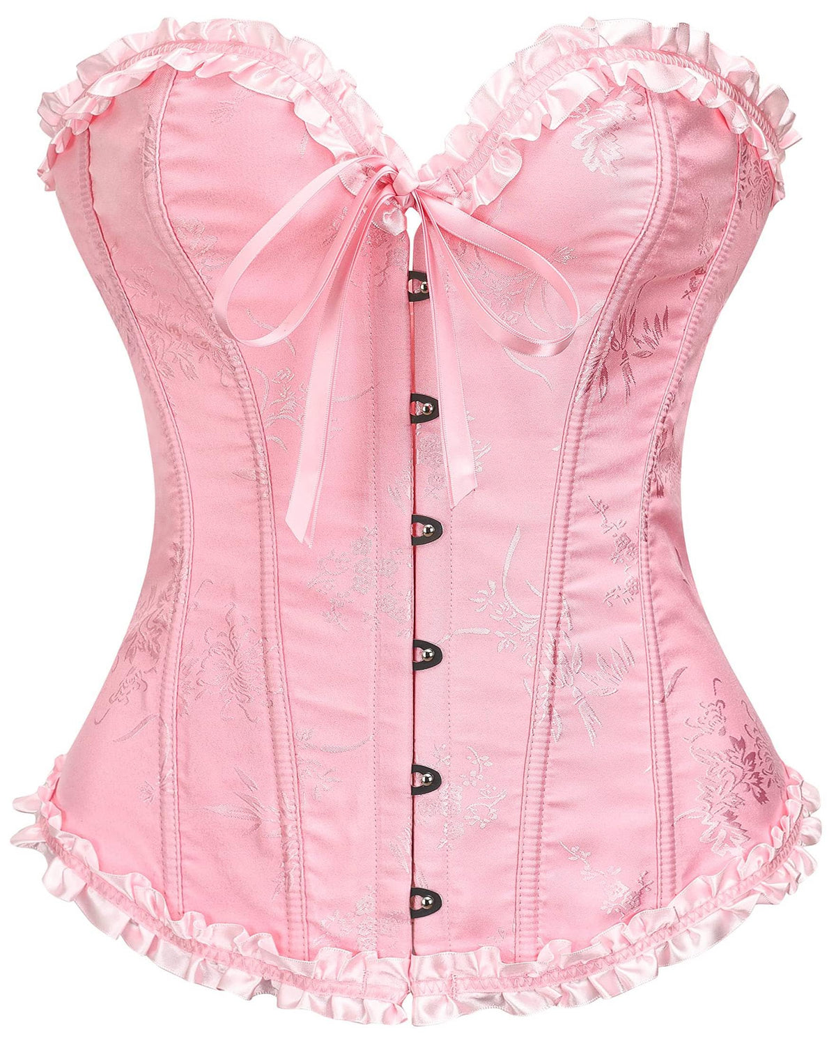 Sissy - Femboy -14-Bone Overbust Corset Top - Powder Pink - Medium