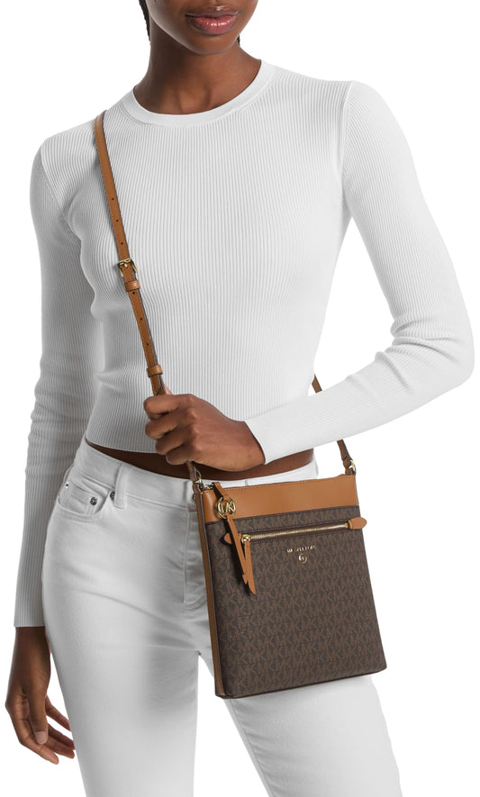 Michael Kors Jet Set Charm Small Flat Crossbody Bag, Gold-Tone Hardware/Brown/Acorn, One Size