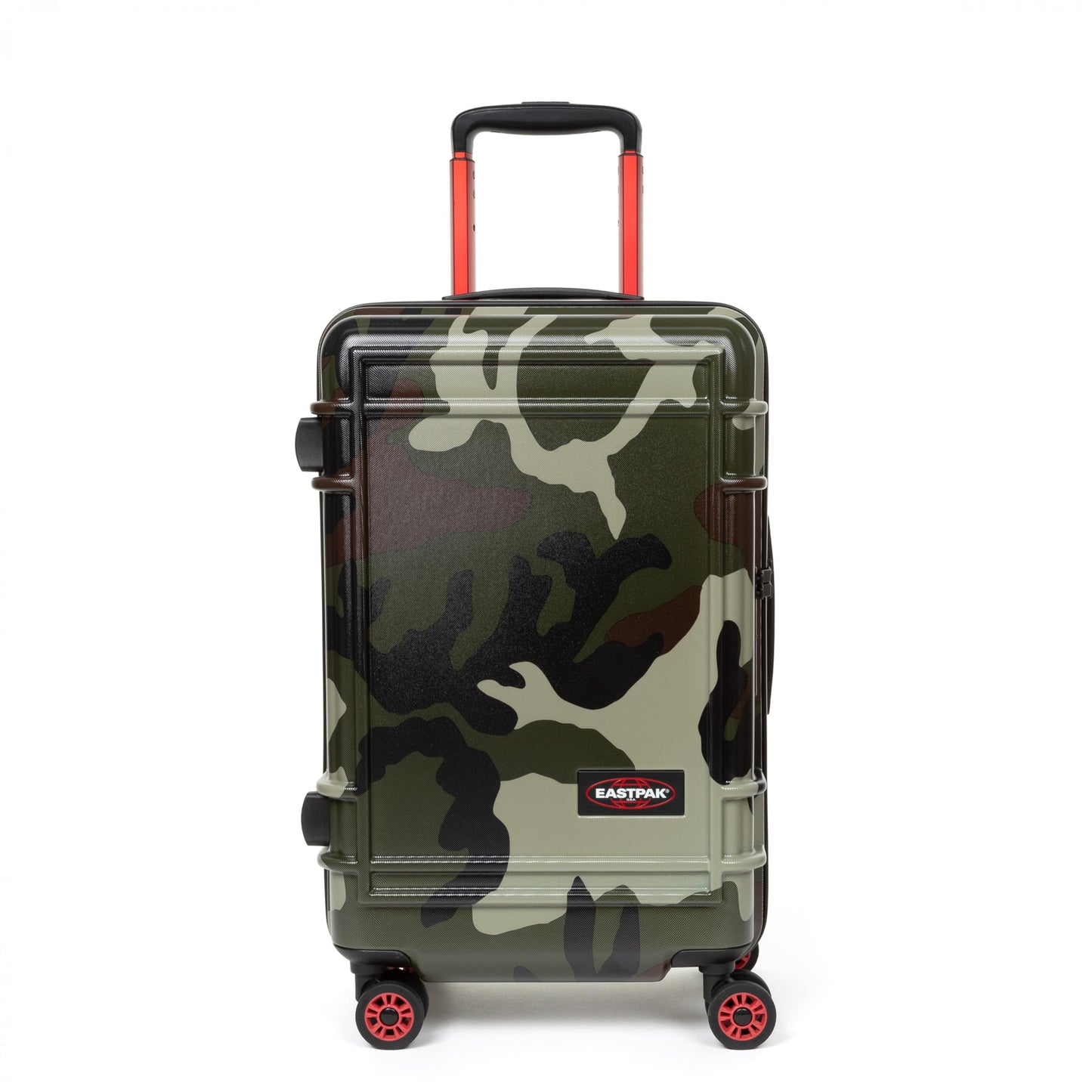 EASTPAK Resist'R Zip S – 34L Hardshell Suitcase with Dual Compartments, TSA Lock, Silent 360° Spinner Wheels & Water-Resistant Design, Camo