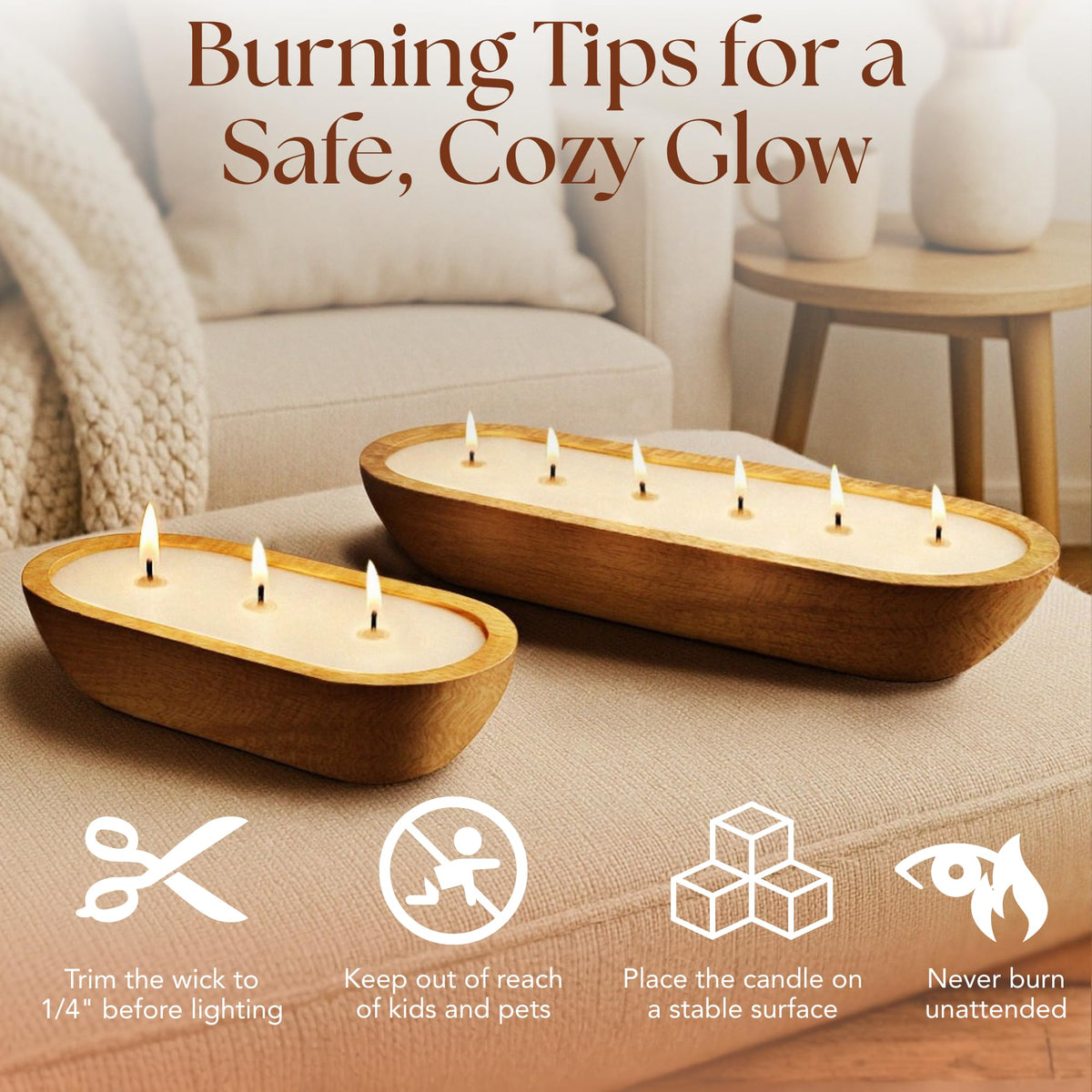 Dough Bowl Candle Co. Pumpkin Spice Soy Candle - 3 Wick Rustic Farmhouse Coffee Table Decor, Odor Eliminator in Wooden Bowls, 20 Ounce Wooden Dough Bowl Candle, All-Natural Gifts for Women and Men