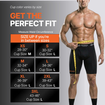 Shock Doctor Compression Shorts with Protective Bio-Flex Cup, Moisture Wicking Vented Protection, Black, Adult, Medium