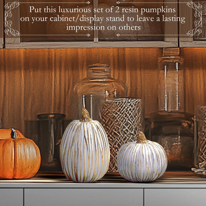 White and Gold Fall Pumpkin Decoration for Table Centerpieces