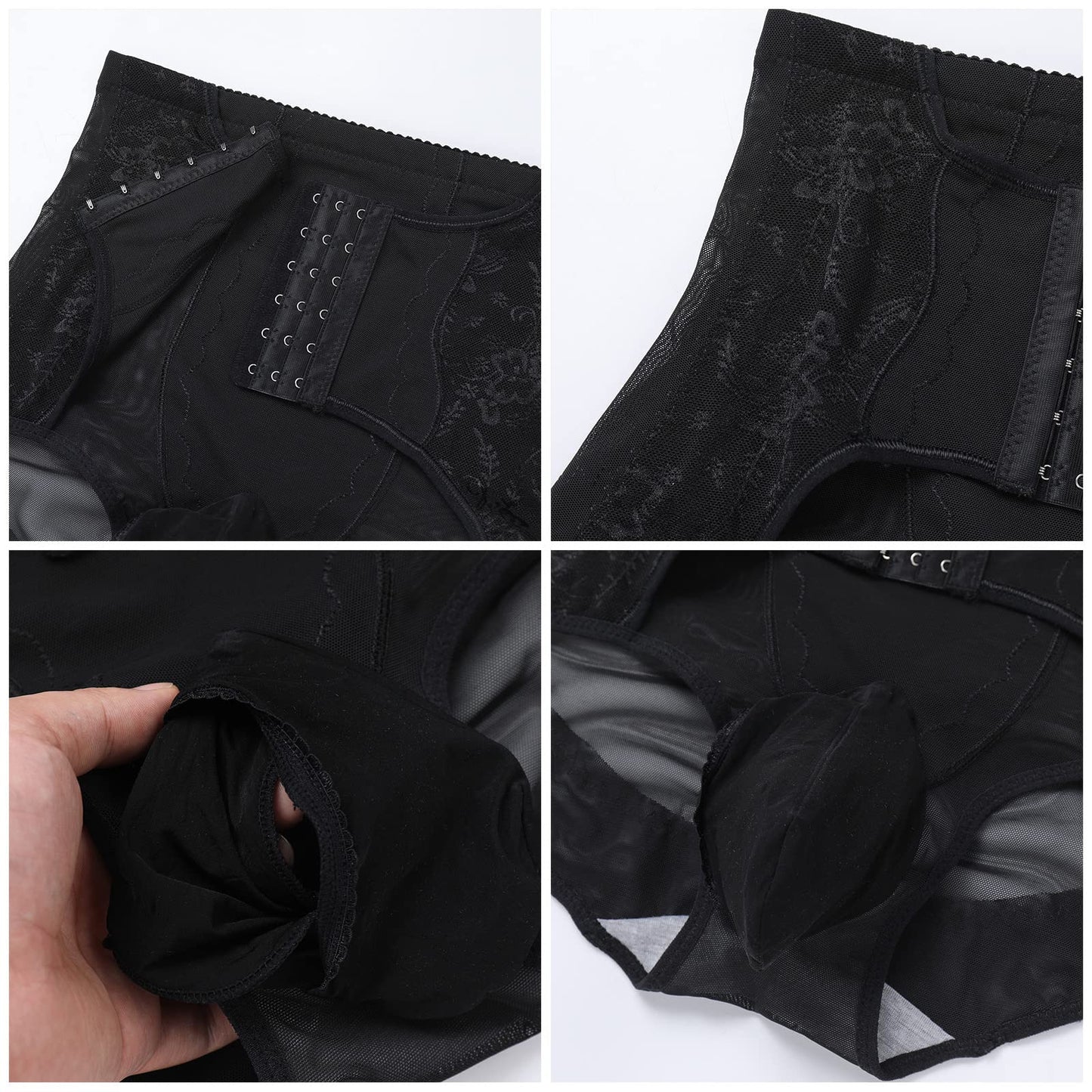 Men's Tummy Control Shapewear Underwear High Waist Body Shaper Slimming Girdle Waist Trainer Corset Lace Briefs Crossdress Lingerie Black X-Large(US Medium)