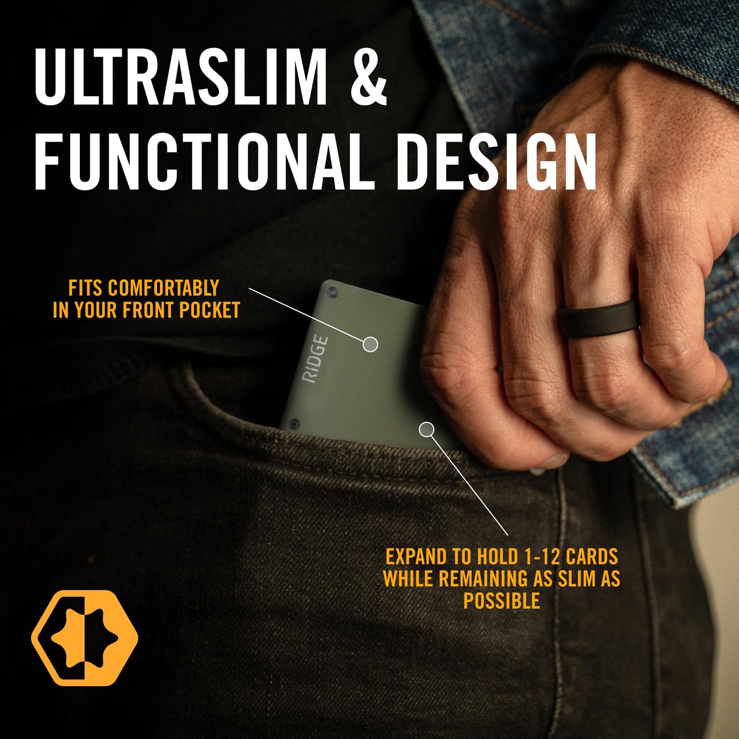 The Ridge Wallets for Men - Slim Minimalist, Front Pocket, RFID Wallet - Card Holder Wallets (Matte Olive)