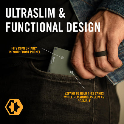 The Ridge Wallets for Men - Slim Minimalist, Front Pocket, RFID Wallet - Card Holder Wallets (Matte Olive)