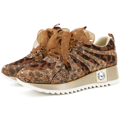 FINDVELL Women's Fashion Glitter Sneakers Platform Wedge Shoes Sparkly Rhinestone Breathable Sneakers Trendy Sequin Shoes Wedding Bride Dress Size 11