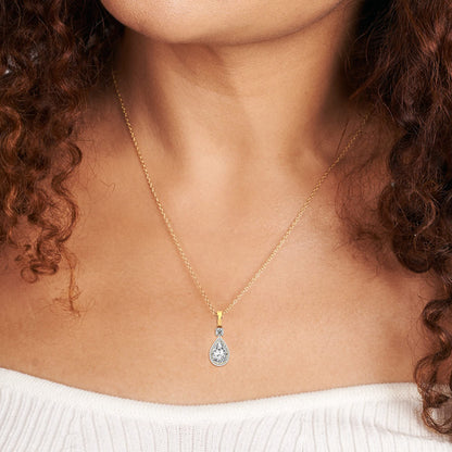 FRIENDLY DIAMONDS Diamond Pendant Necklace For Women | 6 Carat IGI Certified Pear Shape Lab Grown Diamond | Joan Fashion Lab Diamond Pendant Necklace In 14K Yellow Gold | FG-VS1-VS2 Quality