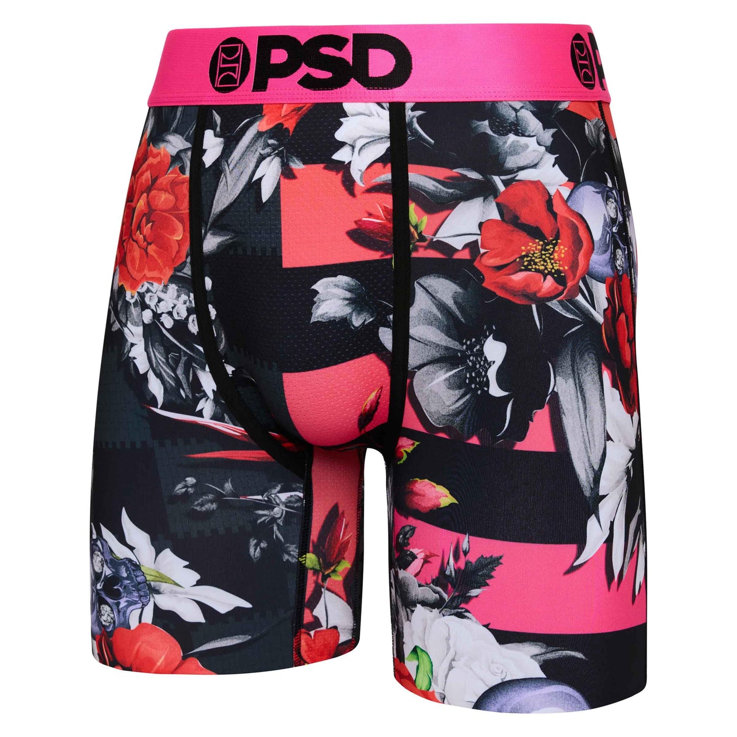 PSD Underwear Men's Floral High Boxer Brief 3 Pack, Multi, L