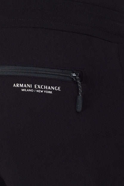 A｜X ARMANI EXCHANGE mens Drawstring Jogger With Zip Pockets Casual Pants, Black, X-Large US