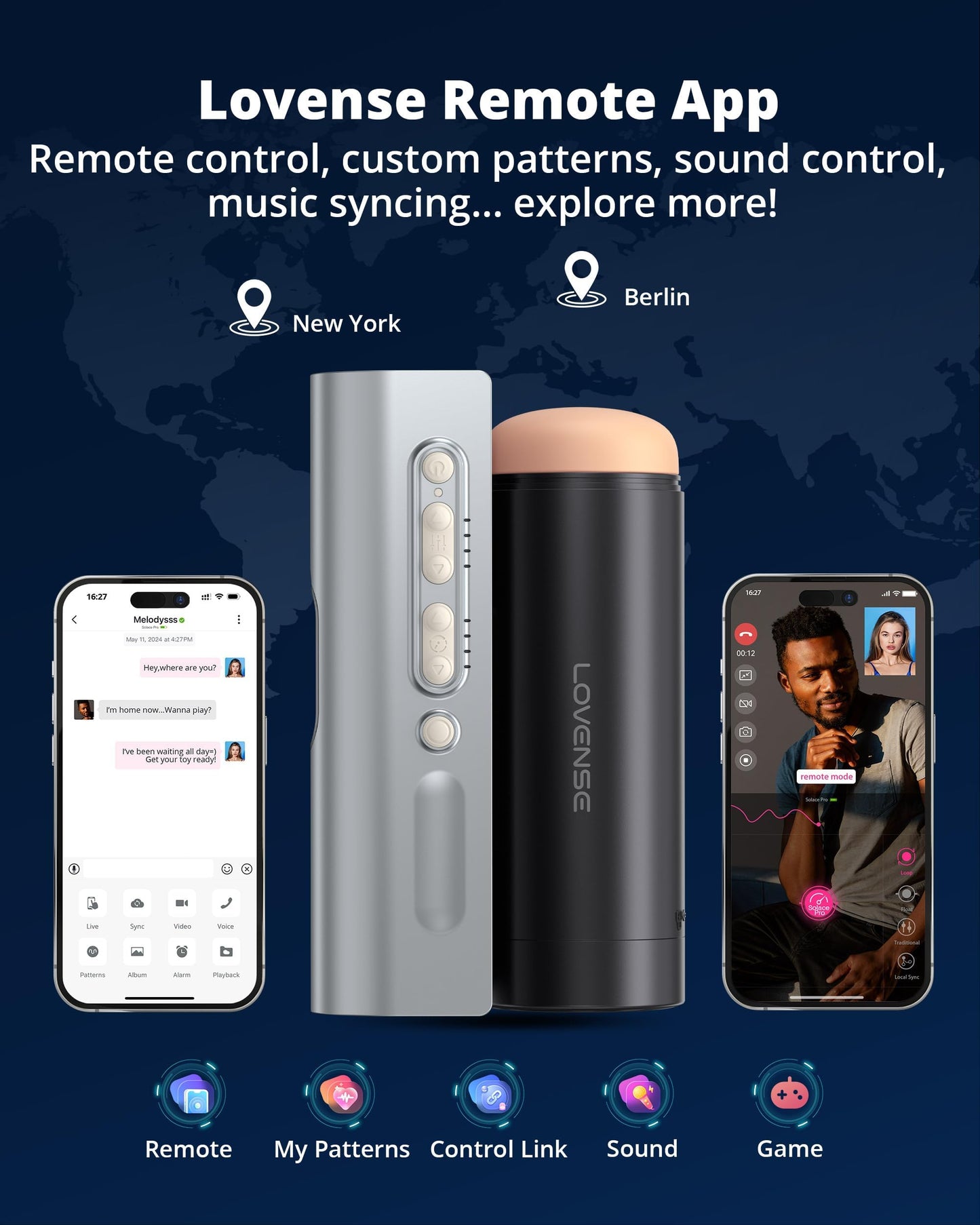 LOVENSE Solace Pro Automatic Male Masturbators, App Remote Control Pocket Pussy Thrusting Blowjob Sex Toys - Machines & Devices for Men Pleasure Adjustable Male Stroker with Immersive AI/VR Experience