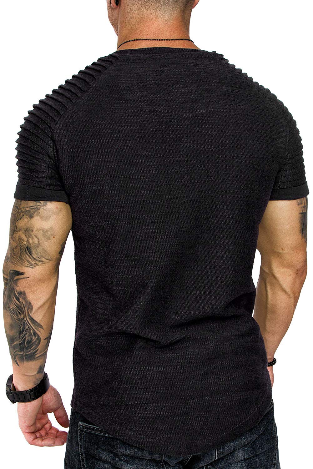 COOFANDY Mens Muscle Tops Lightweight Workout Short Sleeve T-Shirts Gym Sweat Tee Black XXXL