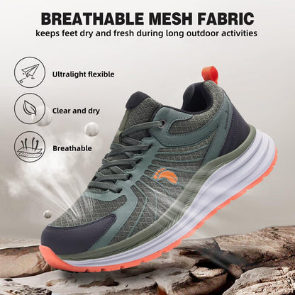 Men's Orthopedic Waterproof Trail Sneakers: Plantar Fasciitis Hammer Toes High Arch Supportive Neuropathy Heel Spur Walking Shoes, Outdoor Stylish Workout Exercise Running Shoes Army Green Size 10