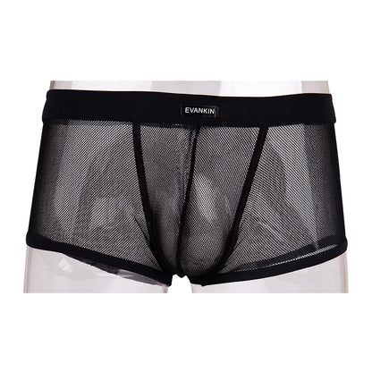 Men's Sexy Boxer Briefs Gay Mesh Breathable Cool Low Rise Valentines Underwear(36Black,XXXXL)