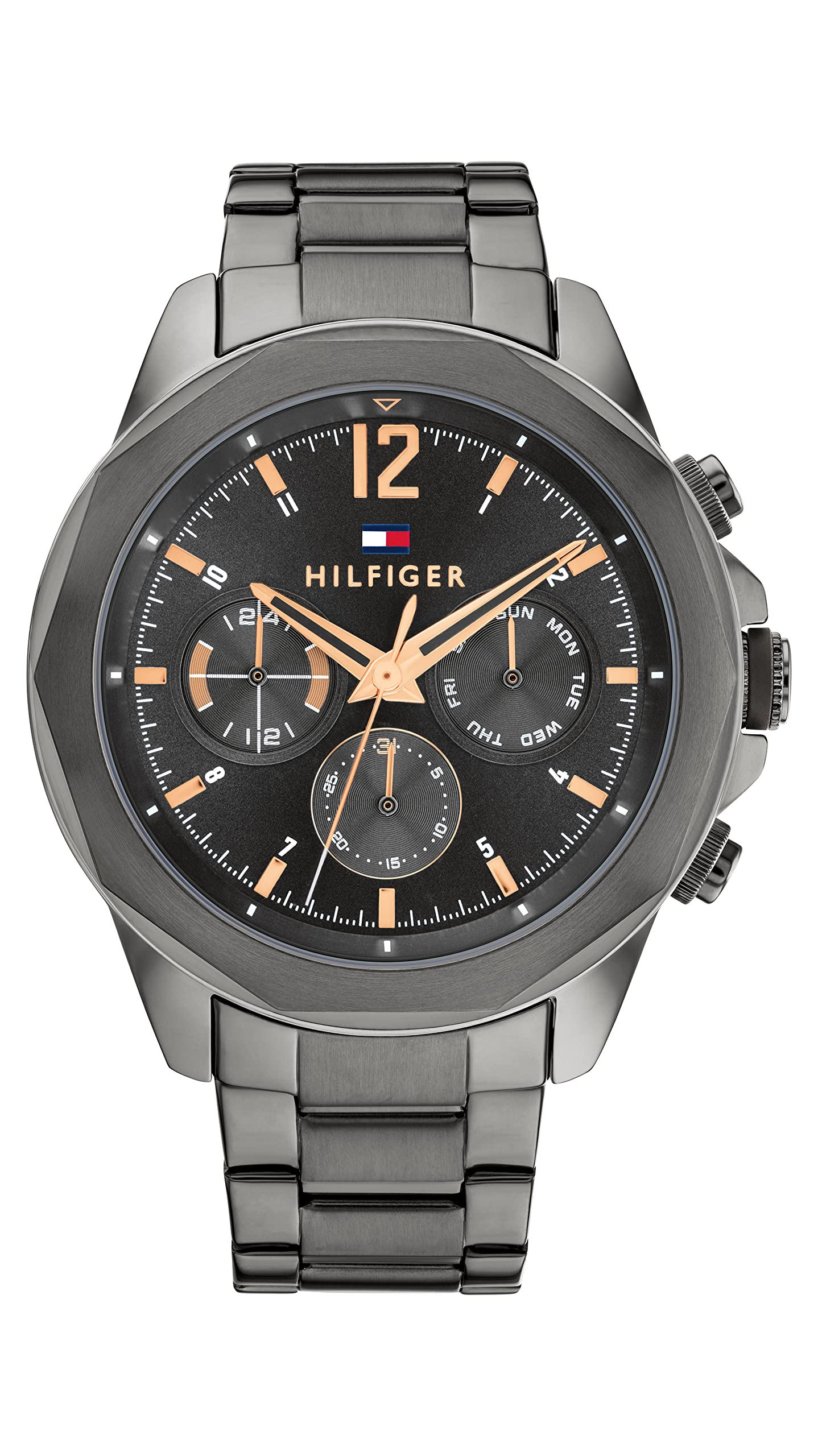 Tommy Hilfiger Men's Multifunction Stainless Steel Case and Link Bracelet Watch, Color: Grey (Model: 1792061)