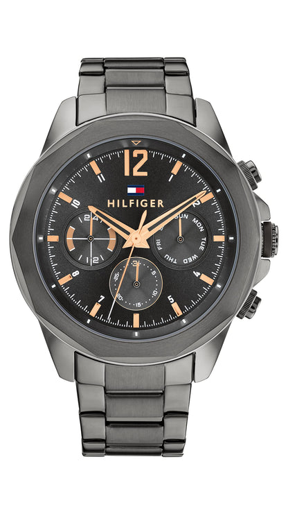 Tommy Hilfiger Men's Multifunction Stainless Steel Case and Link Bracelet Watch, Color: Grey (Model: 1792061)