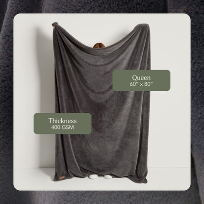 UnHide Lil’ Marsh Faux Fur Blanket - Lightweight, Soft Throw Blanket - Machine Washable - Ideal for Bed, Couch, or Reading Chair- Medium (60" x 80") Charcoal Charlie