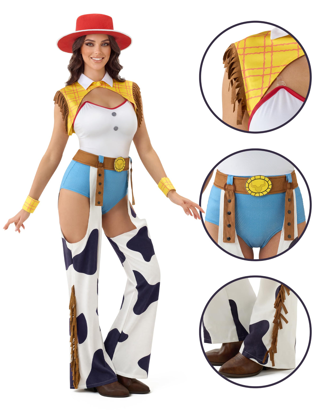 Spooktacular Creations 4 Pc Halloween Cowgirl Costume for Women，Halloween Costume  - Toy Story inspired Cowgirl