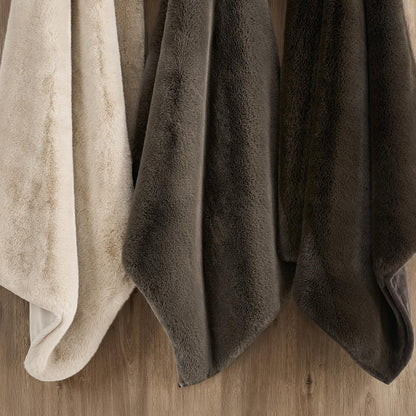 EVERGRACEHOME Luxury Soft Faux Chinchilla Fur Throw Blanket for Couch, Warm Thick Heavy Winter Throw Blanket 1220GSM for Bed, Fluffy Cozy Mink Blanket with Reversible Velvet, Espresso Mink, 60"x80"