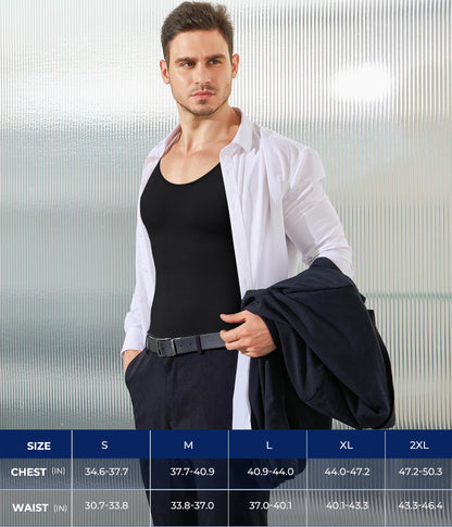 TAILONG Mens Shapewear Tummy Control Bodysuit Sleeveless Compression Shirts Slimming Body Shaper Fajas Para Hombres Black