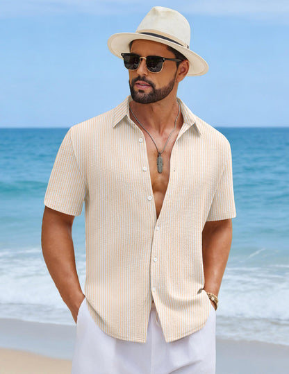 COOFANDY Mens Button Down Short Sleeve Shirt Casual Shirts Textured Summer Shirts for Men