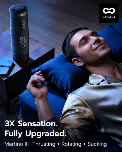EINSEO Male Masturbator Penis Pump, AI Sync Sex Toys for Men with 7 Thrusting & 360° Rotation, Up to 155 Strokes/Min, 7 Blowjob Suction Pocket Pussy, Silicone-Wrapped Sex Furniture for Bedding