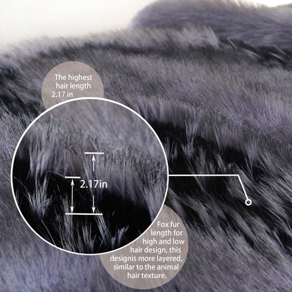 Fox Faux Fur Luxury Throw Blanket - Super Warm, Elegant & Cozy - 74"x90" Grey Washable Plush Blanket for Couch, Armchair & Bed