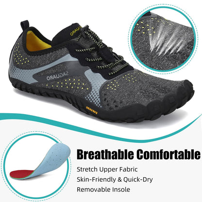 SAGUARO Barefoot Shoes Men Wide Toe Box Minimalist Trail Runner Sneakers Mens Fitness Gym Shoe FastⅠSize US 9.5 Women/7.5 Men Black