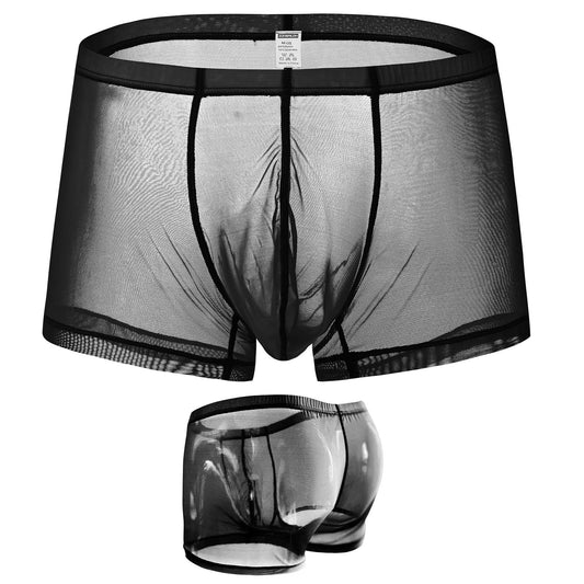 ZONBAILON Mens Mesh Underwear Breathable Cool See Through Boxer Sheer Briefs Sexy Trunks Shorts