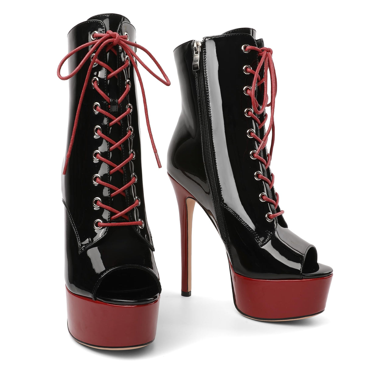 Lace up Platform Ankle Boots Zip up Stiletto Boot Two-Toned Size 9