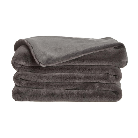 UnHide Lil’ Marsh Faux Fur Blanket - Lightweight, Soft Throw Blanket - Machine Washable - Ideal for Bed, Couch, or Reading Chair- Medium (60" x 80") Charcoal Charlie