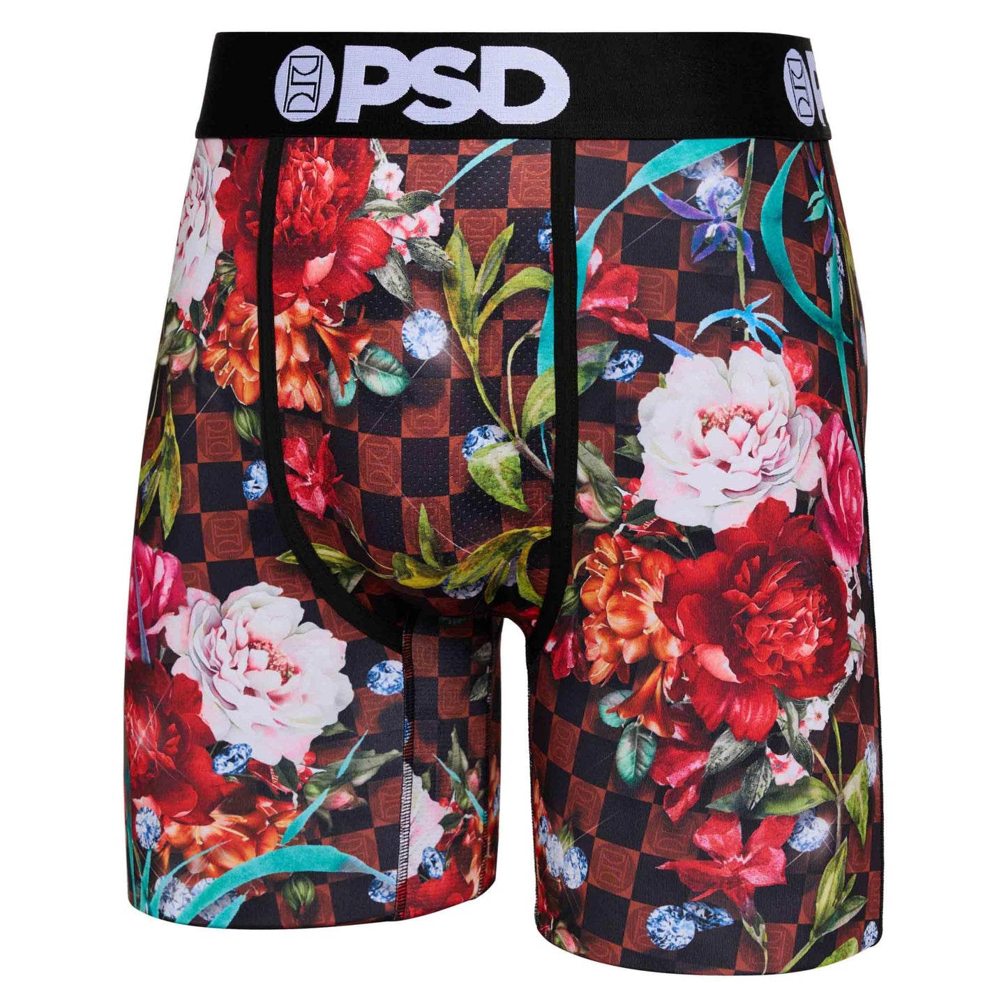 PSD Underwear Men's Floral High Boxer Brief 3 Pack, Multi, L