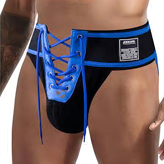 JOCKMAIL Mens Jockstrap Underwear Athletic Supporter Wide Belt Comfortable Men Sport Underwear for Gym Sport (US, Alpha, X-Large, Regular, Regular, Blue)