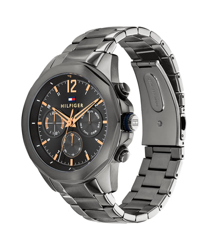 Tommy Hilfiger Men's Multifunction Stainless Steel Case and Link Bracelet Watch, Color: Grey (Model: 1792061)