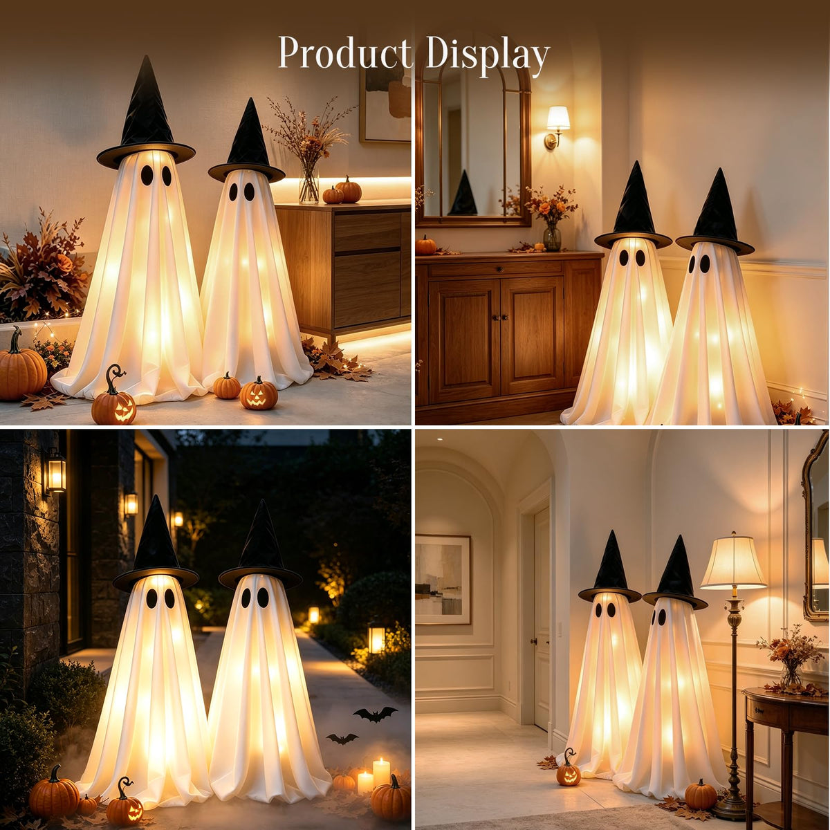 2Pack Halloween Ghost Decorations Outdoor/Indoor with Remote Lights