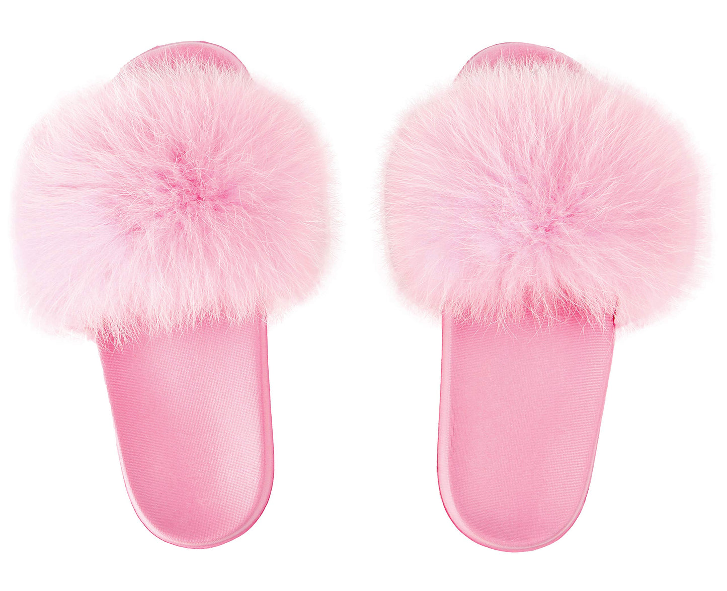 Women's Real Fox Fur Slides, Open Toe Cute Fluffy Fur Slippers, Indoor or Outdoor Comfortable Furry Fuzzy Soft Sandals Shoes