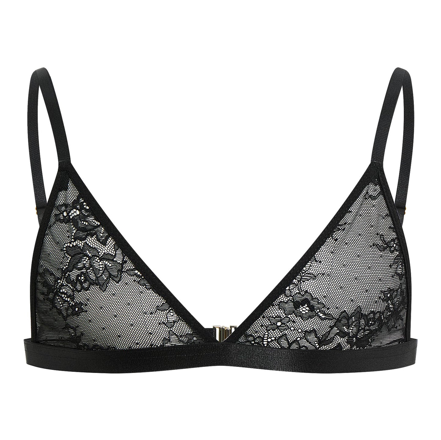 Men's Sissy Lingerie Lace Bra Sheer See Through Floral Bralette Crossdress Bikini Underwear Black Medium