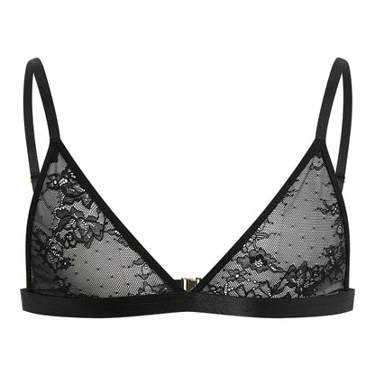 Men's Sissy Lingerie Lace Bra Sheer See Through Floral Bralette Crossdress Bikini Underwear Black Medium