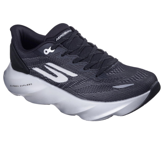 Skechers Men's Aero Burst Running Shoe, Black/White, 8.5
