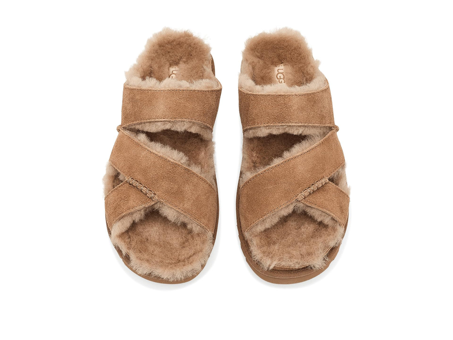UGG Women's Greenport Cross Strap Slide Slipper, Chestnut, 7