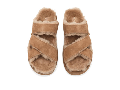UGG Women's Greenport Cross Strap Slide Slipper, Chestnut, 7