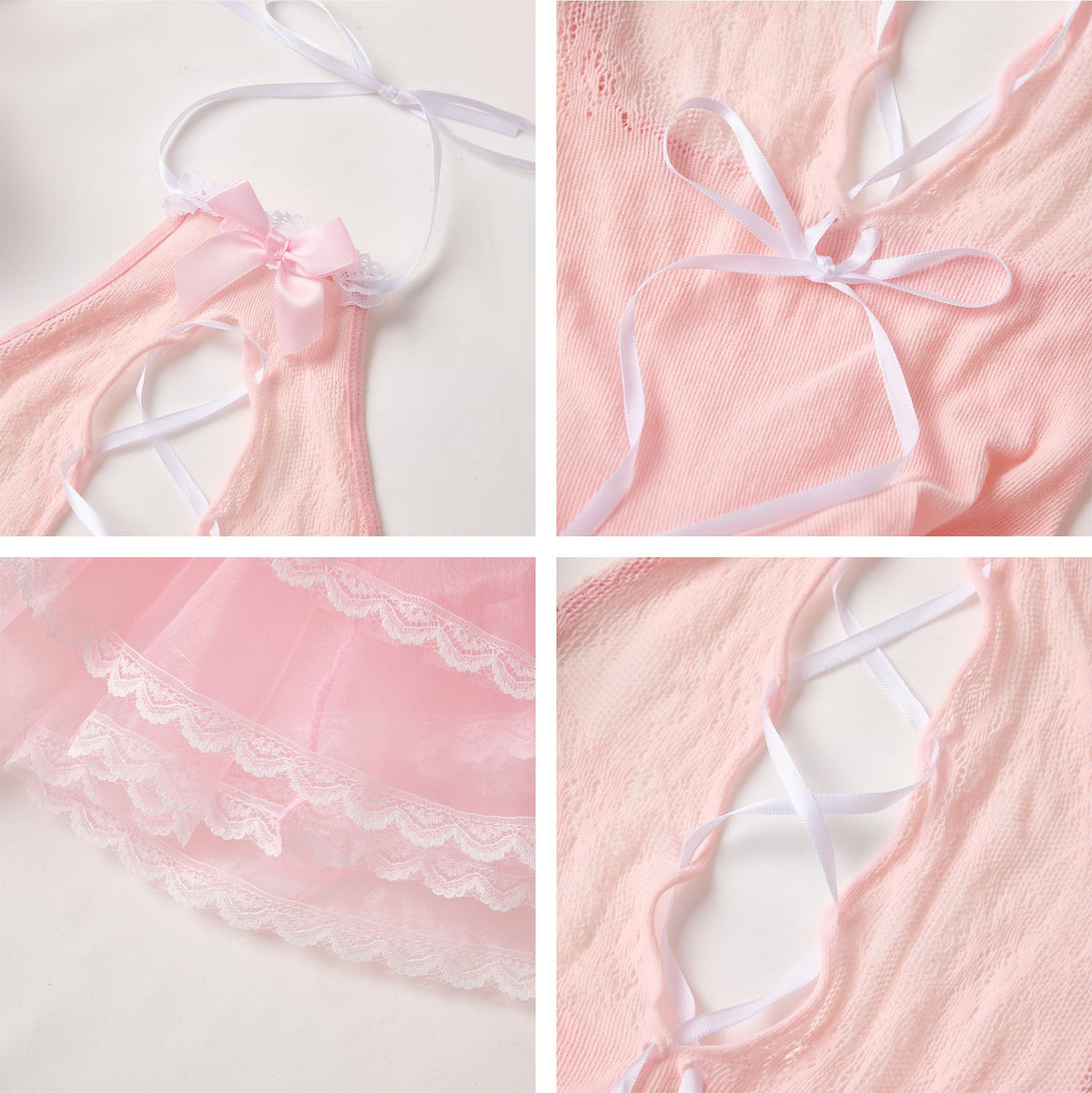 Men's Crossdressing Lingerie Dress Maid Outfit set Pink Medium
