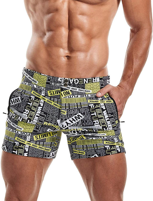 KOTENKO Swimwear Mens Swimsuits Swim Trunks Briefs Bikini Square Cut Boardshorts (Small) Multicolor