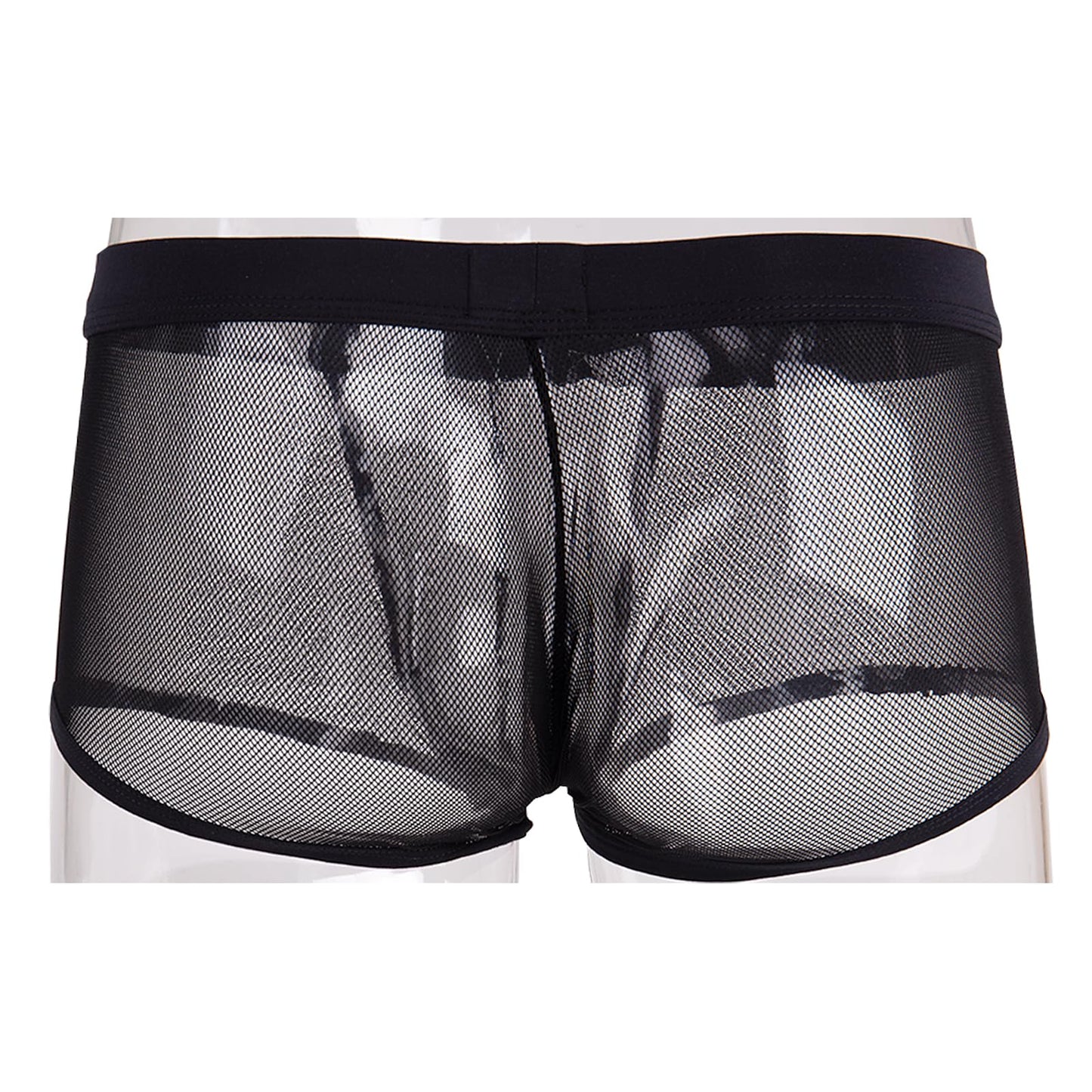 Men's Sexy Boxer Briefs Gay Mesh Breathable Cool Low Rise Valentines Underwear(36Black,XXXXL)