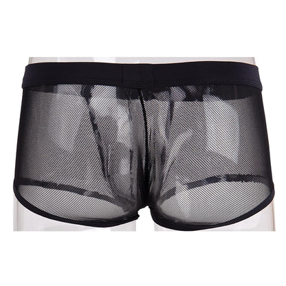 Men's Sexy Boxer Briefs Gay Mesh Breathable Cool Low Rise Valentines Underwear(36Black,XXXXL)