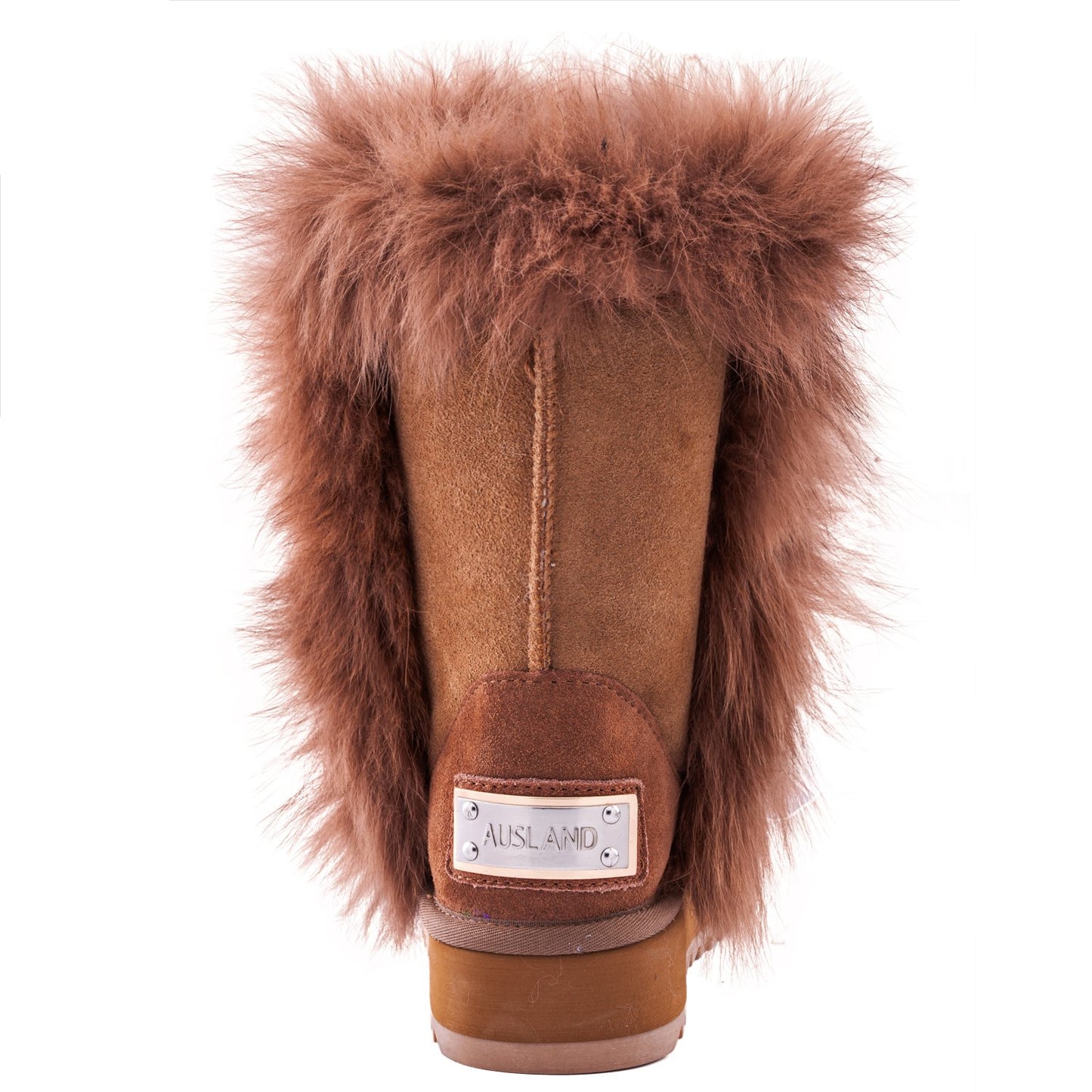 AUSLAND Waterproof Genuine Suede Platform Boots for Women Furry Winter Short Boot Ladies Fur Boots 4.5US Chestnut 99256 35EU