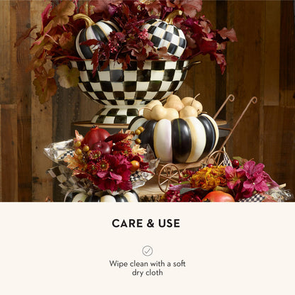 MACKENZIE-CHILDS Resin Pumpkin, Mini, Black-and-White Courtly Check