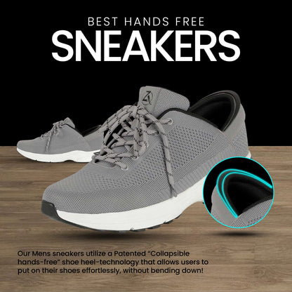 ZEBA Hands Free Slip on Sneakers for Men - Step Up Your Comfort and Style with Perfect Walking Shoes and Fashion Sneakers - Stone Gray