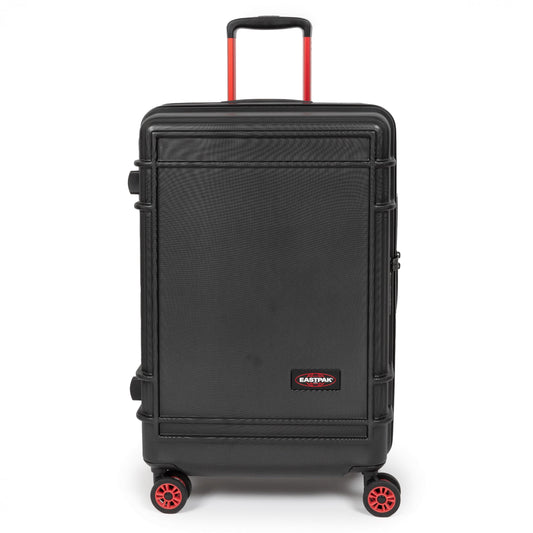 EASTPAK Resist'R Zip L – 90L Hardshell Suitcase with Dual Compartments, TSA Lock, Silent 360° Spinner Wheels & Water-Resistant Design, Black